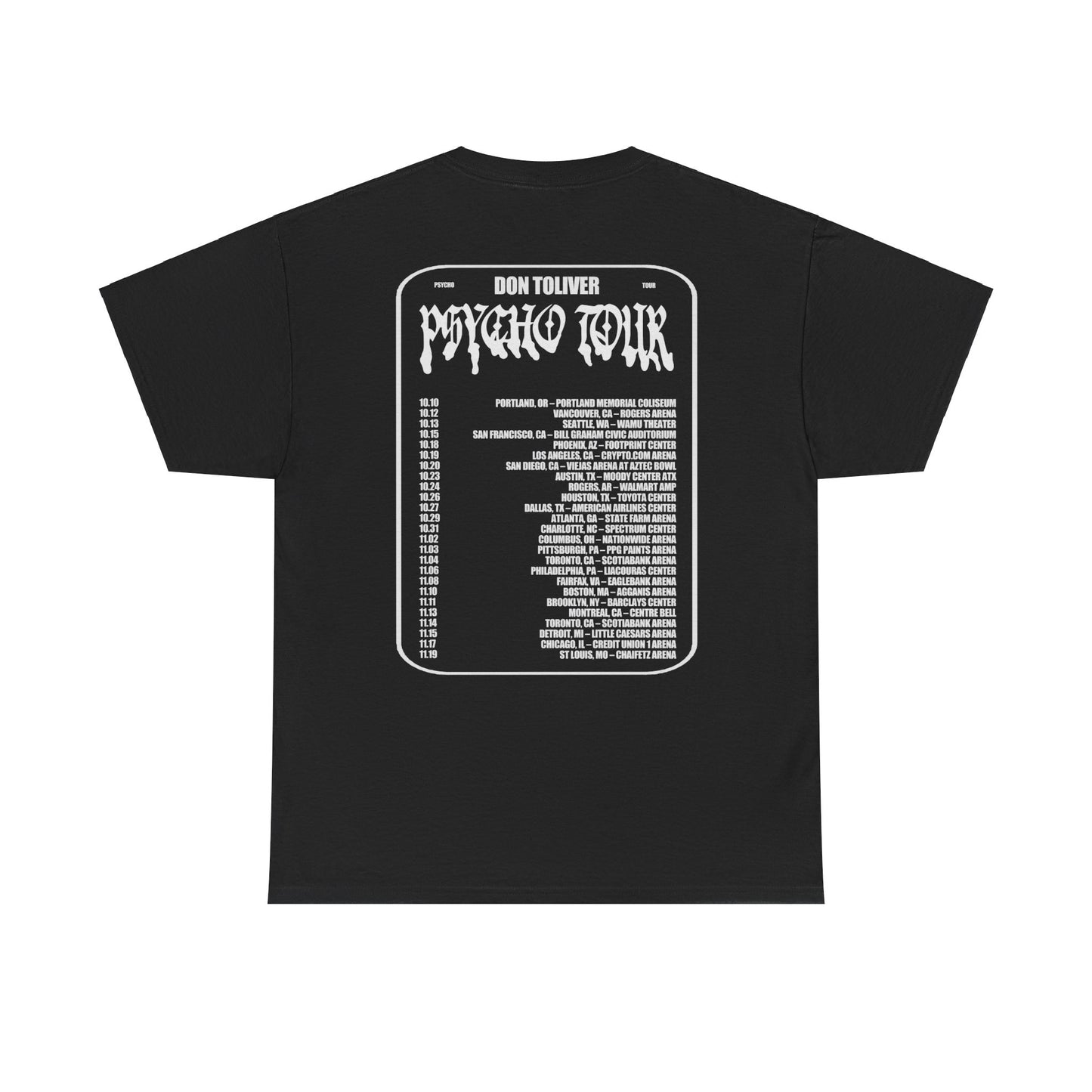 DON TOLIVER MERCH - HARDSTONE PSYCHO BLACK BLURRED FACE TOUR DATES TEE