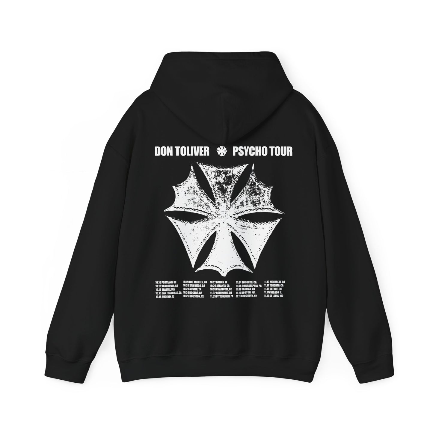 DON TOLIVER MERCH - HARDSTONE PSYCHO BLACK TOUR DATES HOODIE