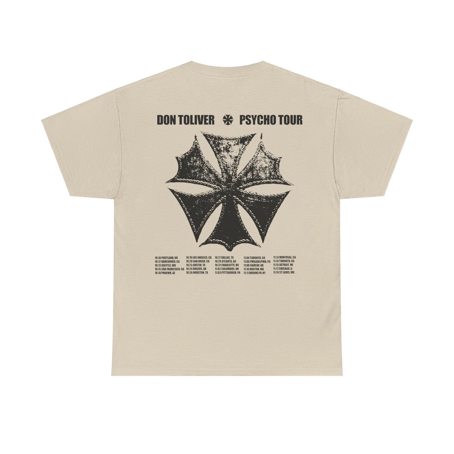 DON TOLIVER MERCH - HARDSTONE PSYCHO BEIGE SIGNATURE TOUR DATES TEE