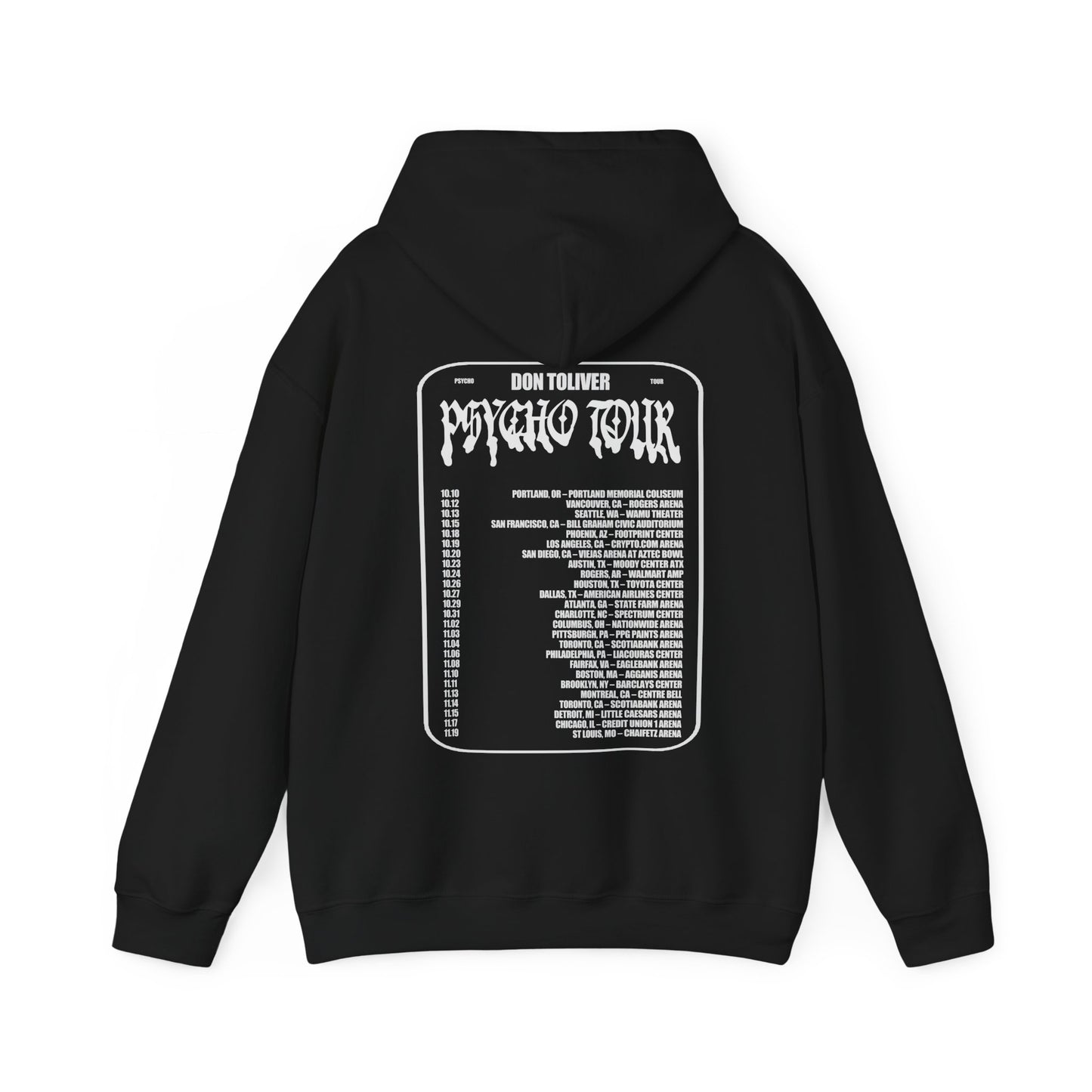 DON TOLIVER MERCH - HARDSTONE PSYCHO BLACK BLURRED FACE TOUR DATES HOODIE